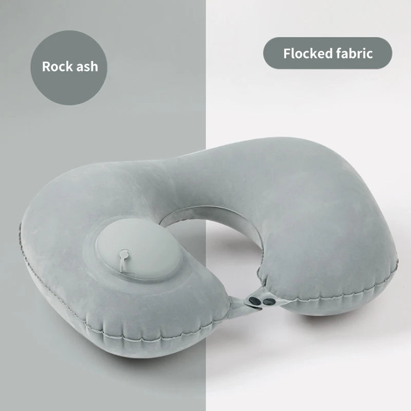 U-Shaped Inflatable Travel Pillow - Lightweight Portable Neck Support for Airplane and Office Use