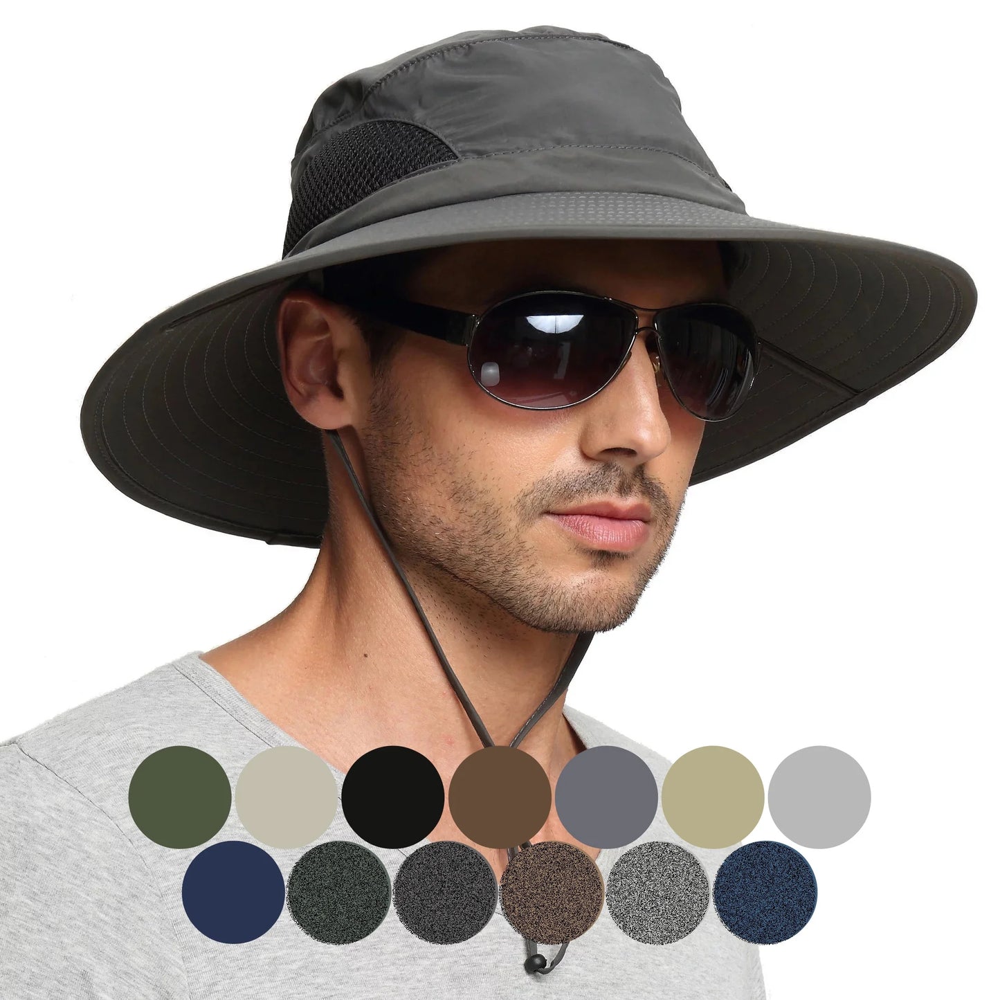 Premium Foldable Waterproof Sun Hat - Wide Brim Dark Grey Boonie Bucket Hat for Traveling