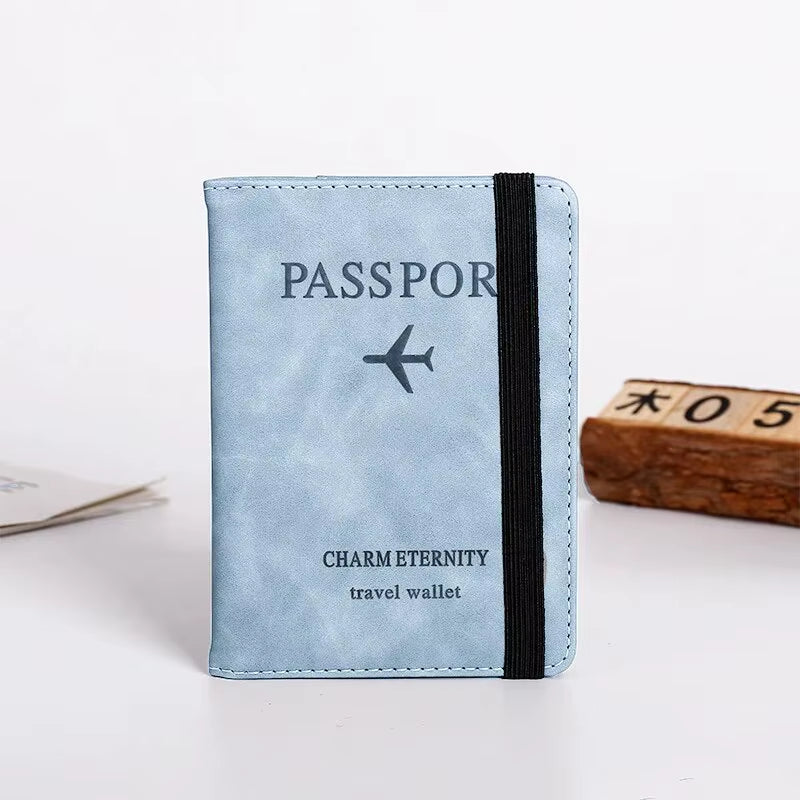 RFID-Blocking PU Leather Passport Cover and Card Holder - Essential Travel Accessory for Men, Women, and Families