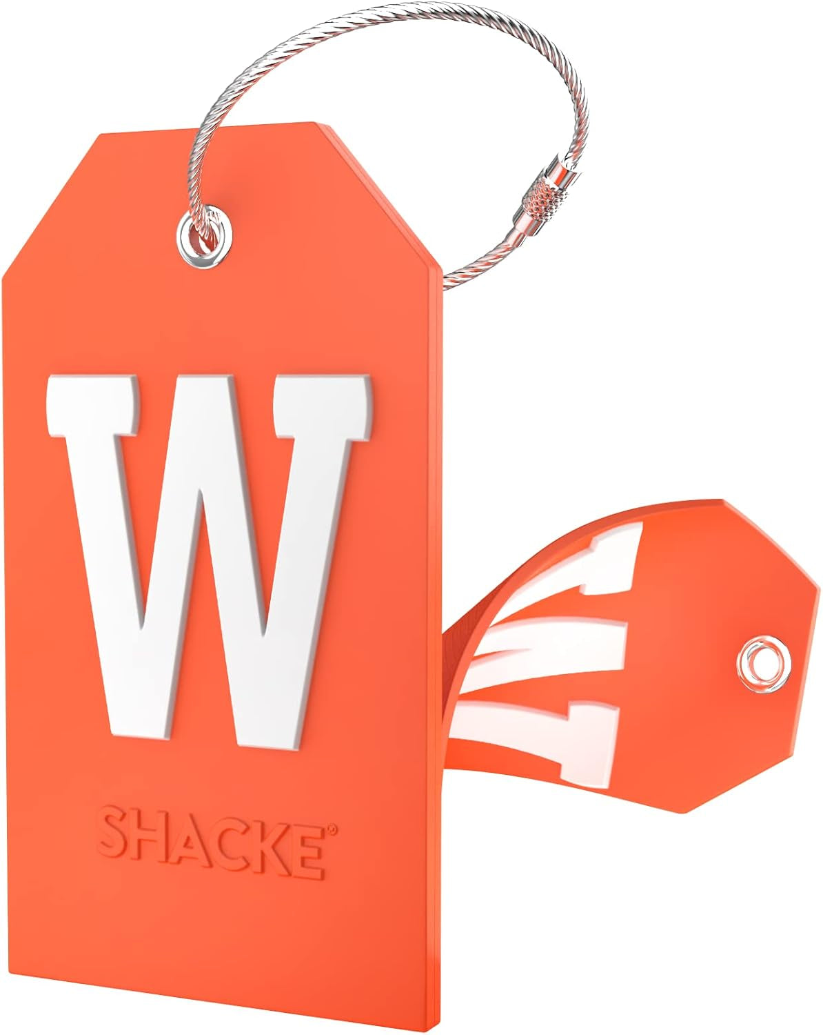 Initial Luggage Tag with Full Privacy Cover and Stainless Steel Loop – (Letter W)