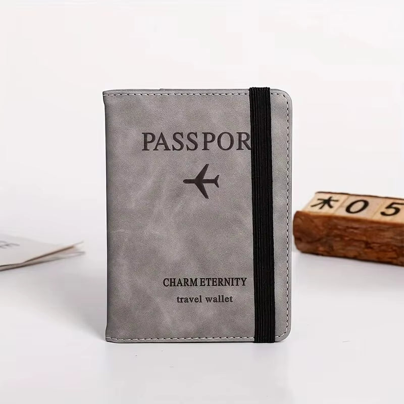 RFID-Blocking PU Leather Passport Cover and Card Holder - Essential Travel Accessory for Men, Women, and Families