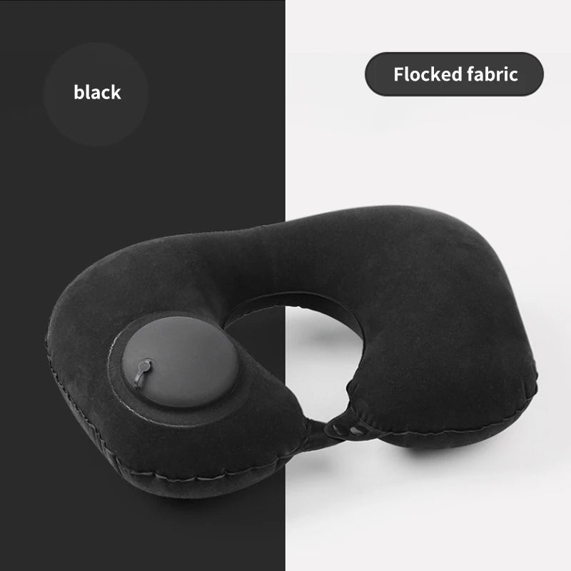 U-Shaped Inflatable Travel Pillow - Lightweight Portable Neck Support for Airplane and Office Use