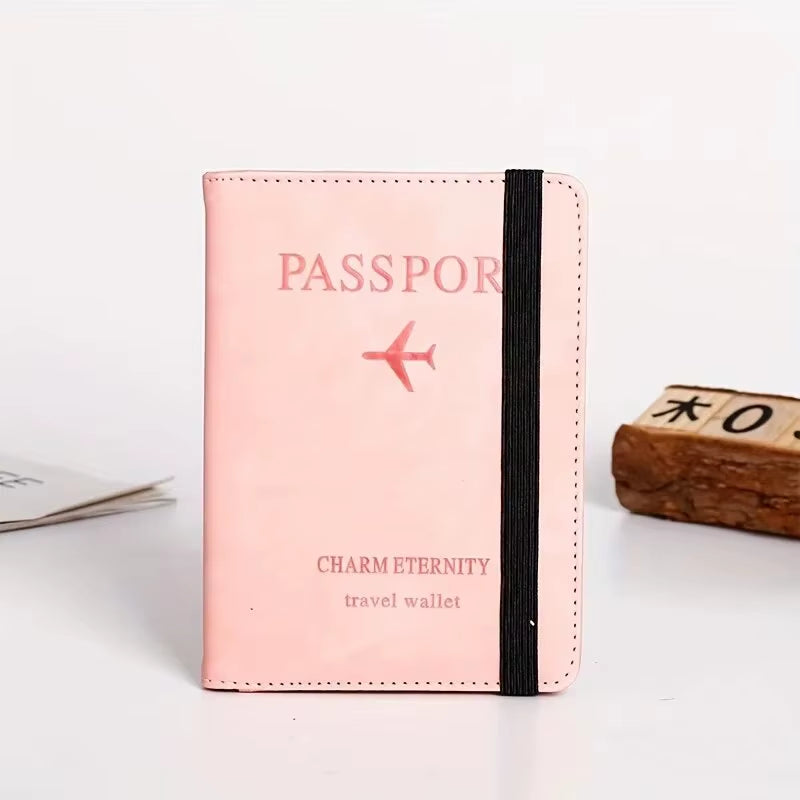 RFID-Blocking PU Leather Passport Cover and Card Holder - Essential Travel Accessory for Men, Women, and Families