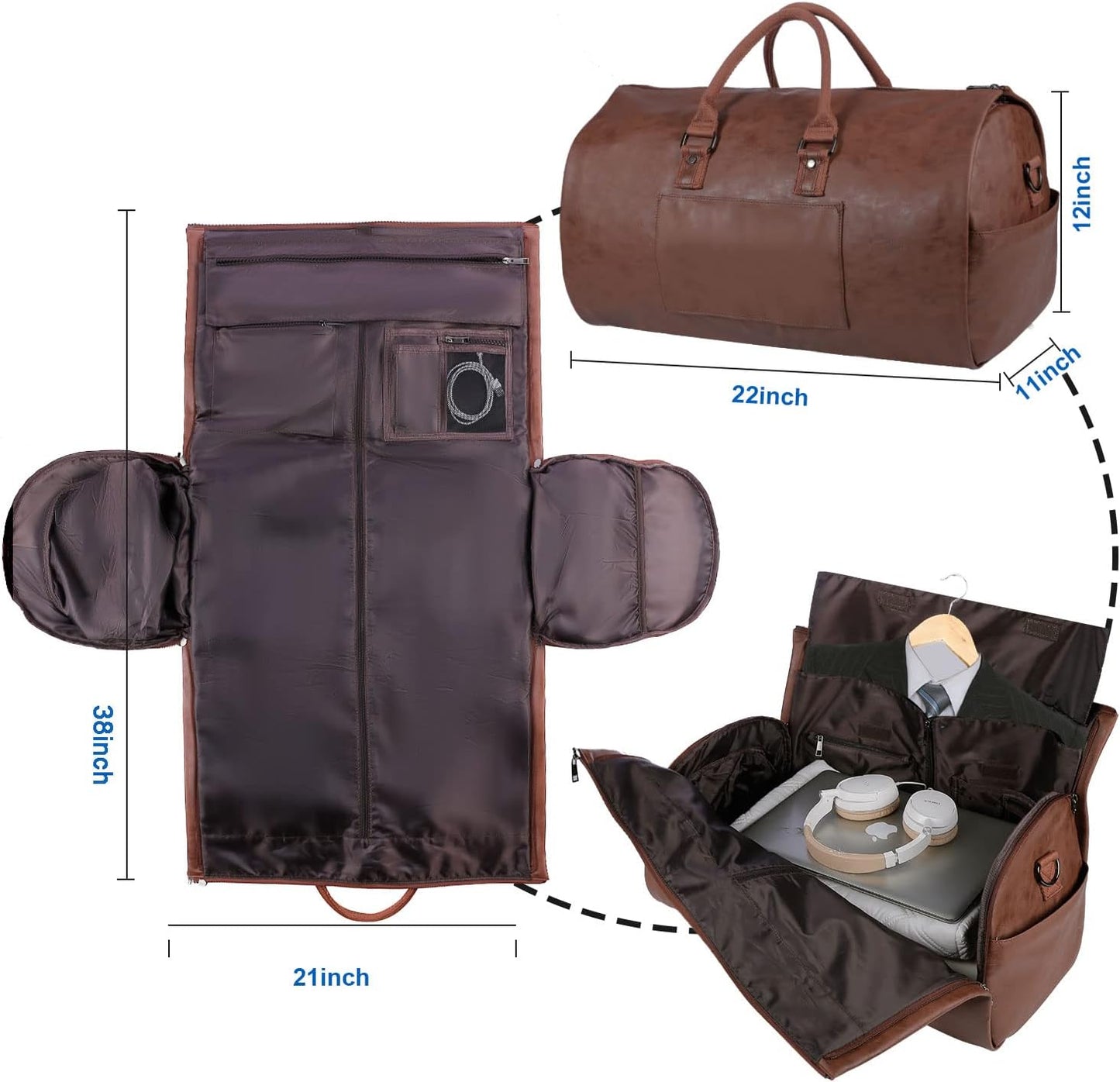 Versatile 2-in-1 Convertible Travel Garment Bag and Duffel for Men and Women - Perfect for Business and Leisure Travel