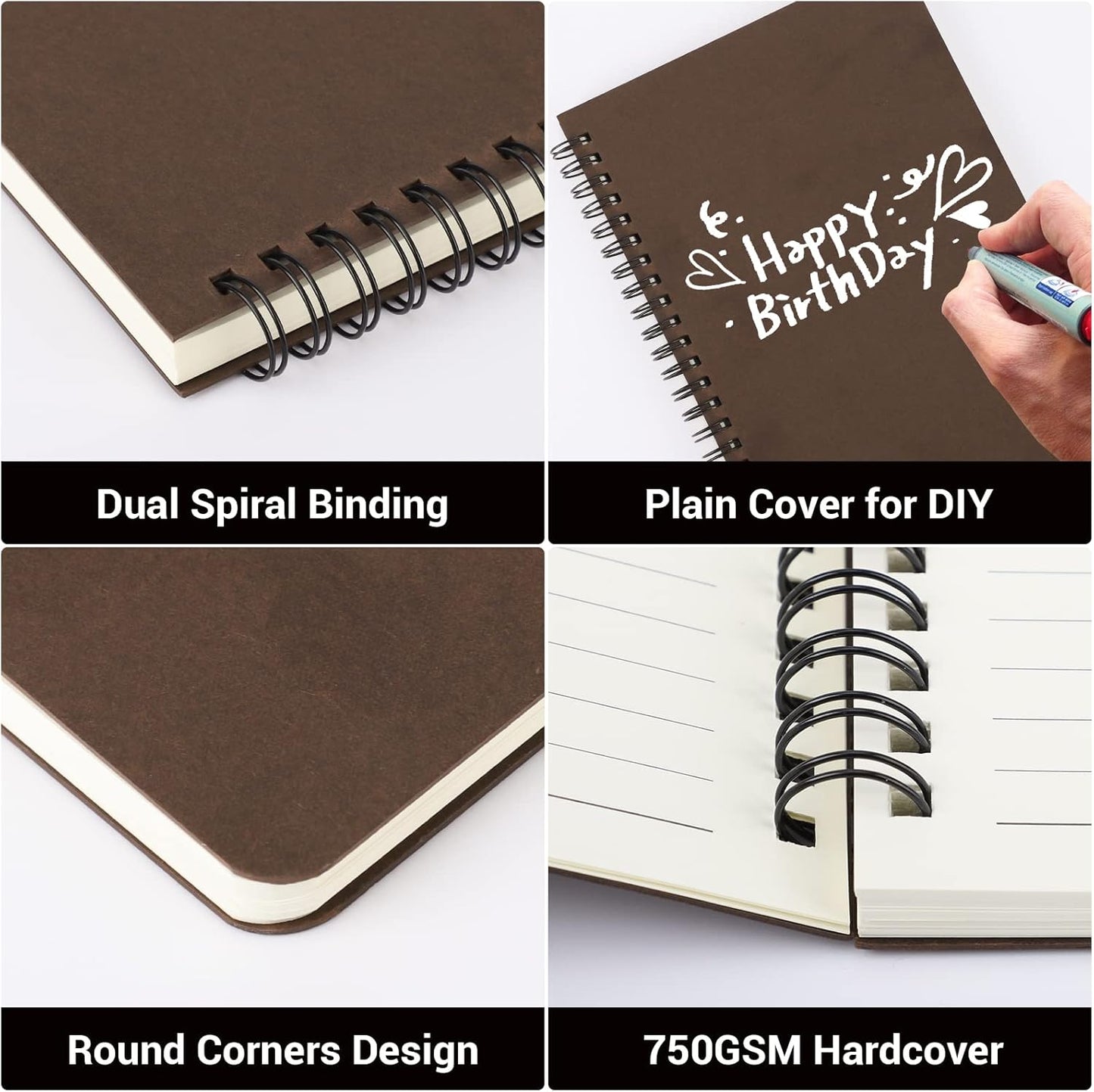 Hardcover Spiral Lined A5 Notebook, 5.5" x 8.3", 160 Pages, College Ruled, Ideal for Travel Writing, Memoirs, Sketching, and Academic Use