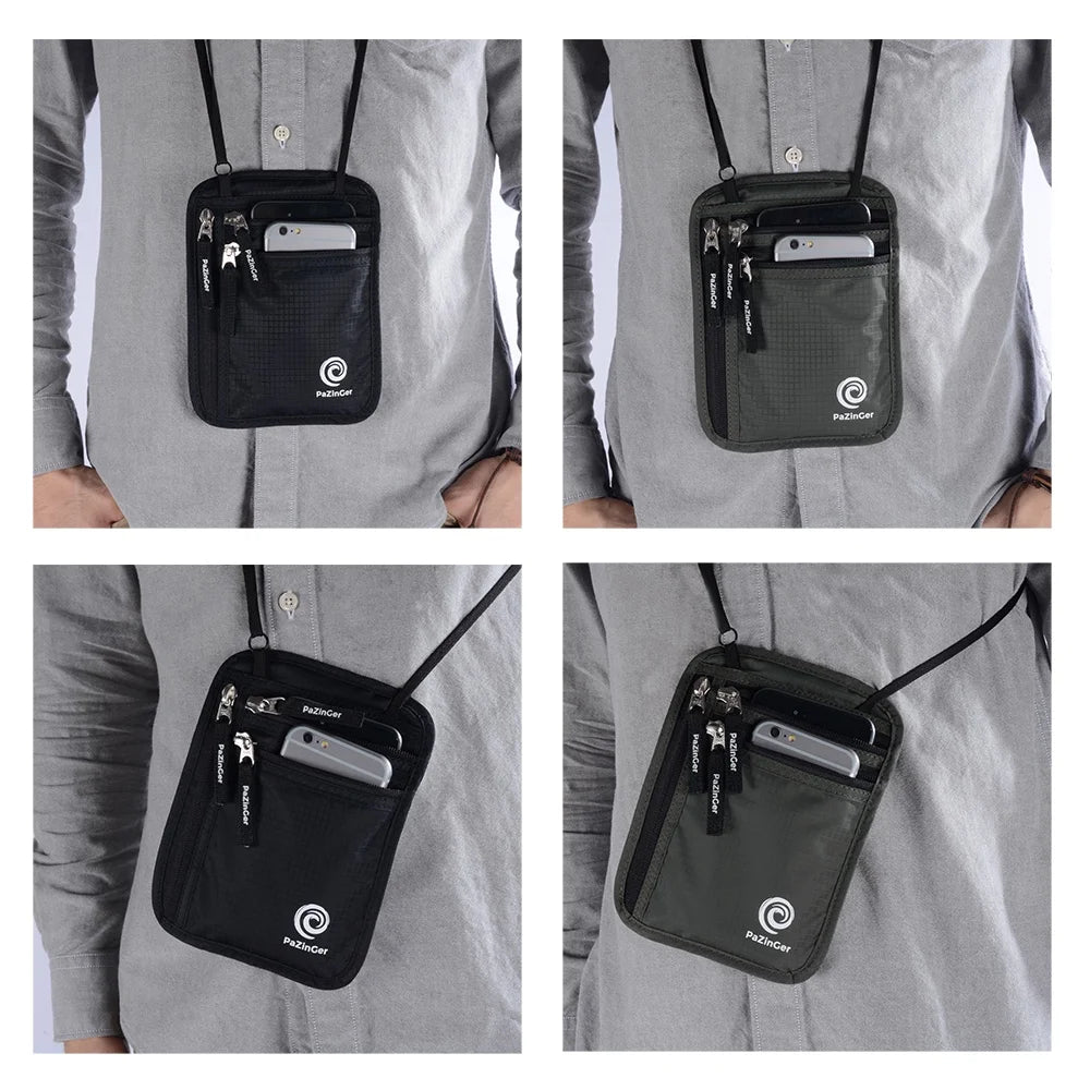 1-Pack Secure RFID Blocking Neck Wallet & Passport Holder – Ultimate Travel Pouch for Safe Traveling