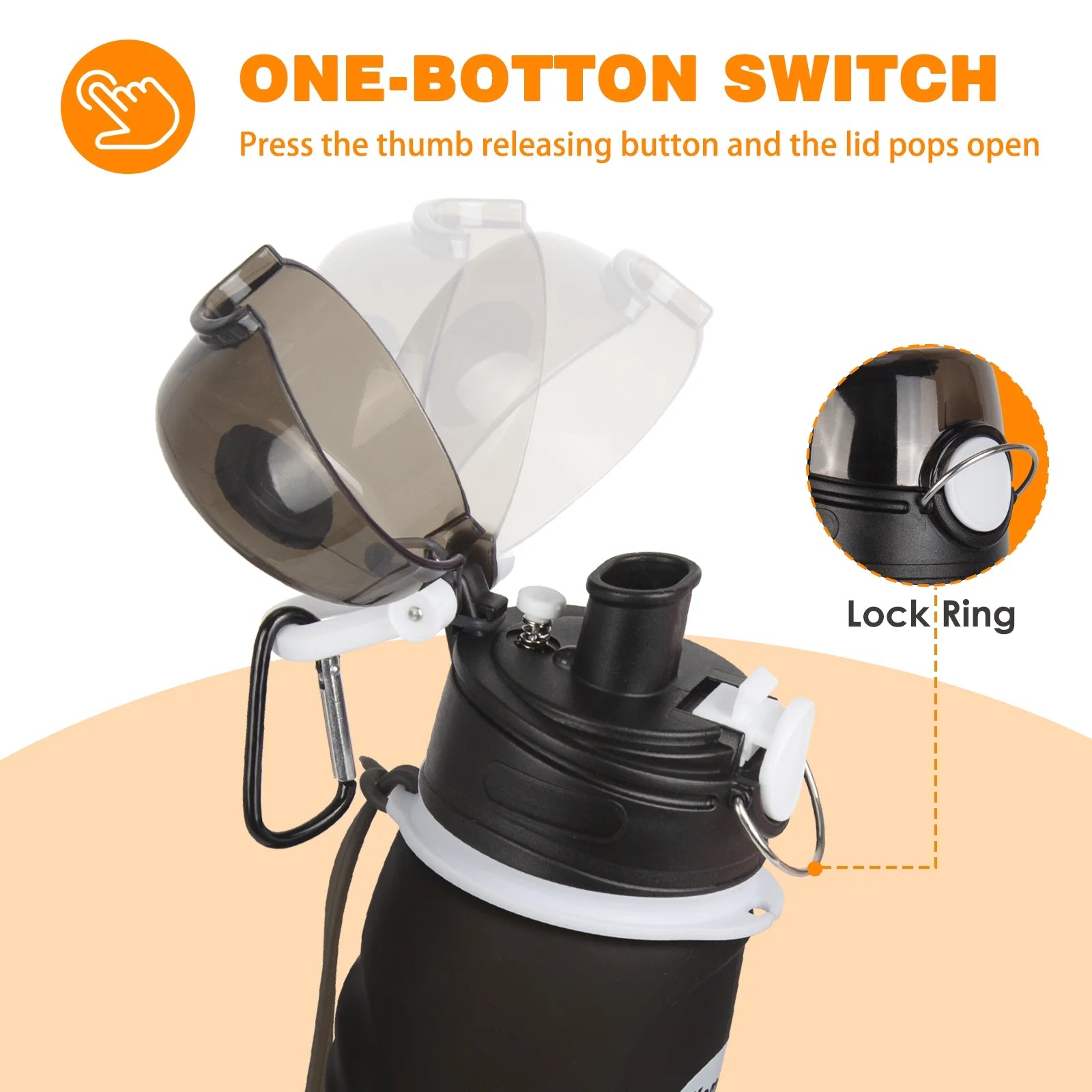 Collapsible Silicone Water Bottles - 750ML Leakproof, BPA-Free, Reusable Travel Bottle for Smart Traveling