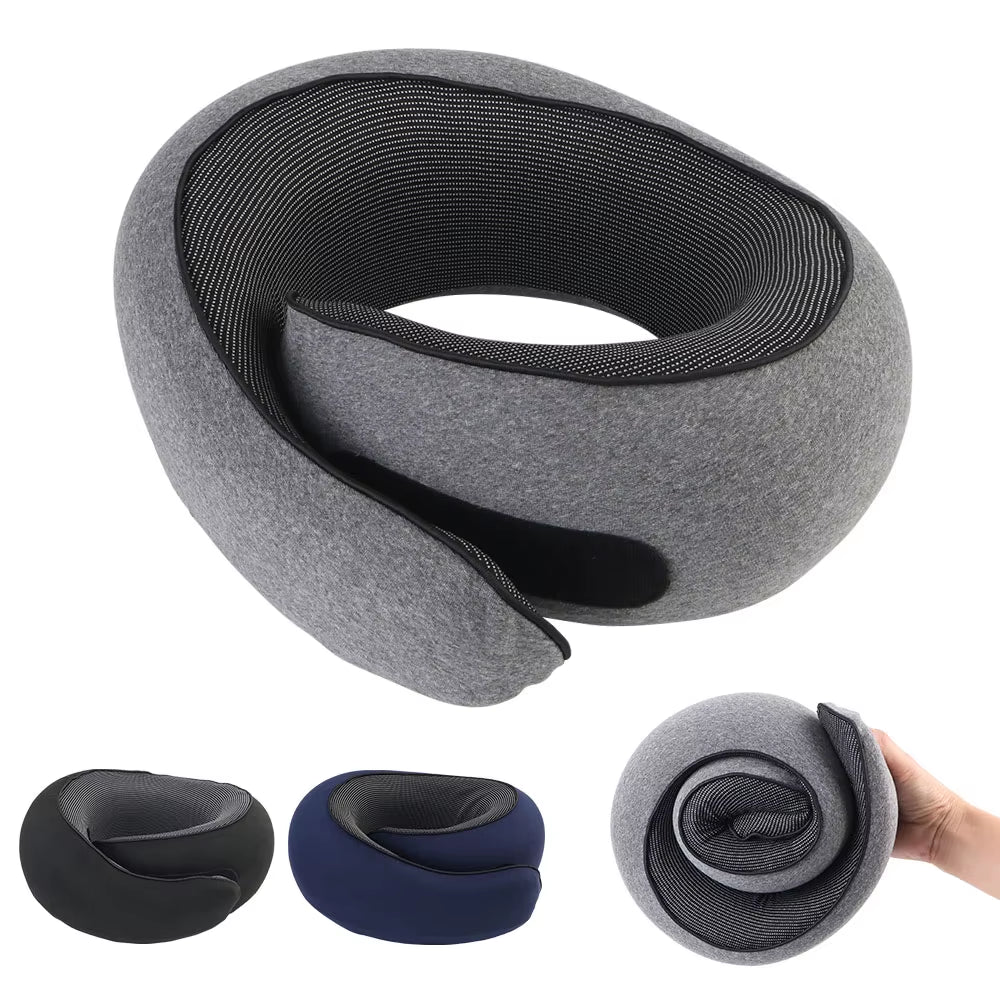 Portable U-Shaped Memory Foam Pillow for Travel and Relaxation Support