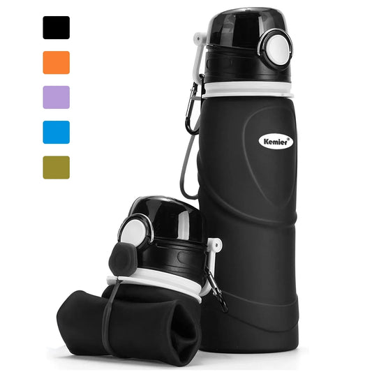 Collapsible Silicone Water Bottles - 750ML Leakproof, BPA-Free, Reusable Travel Bottle for Smart Traveling