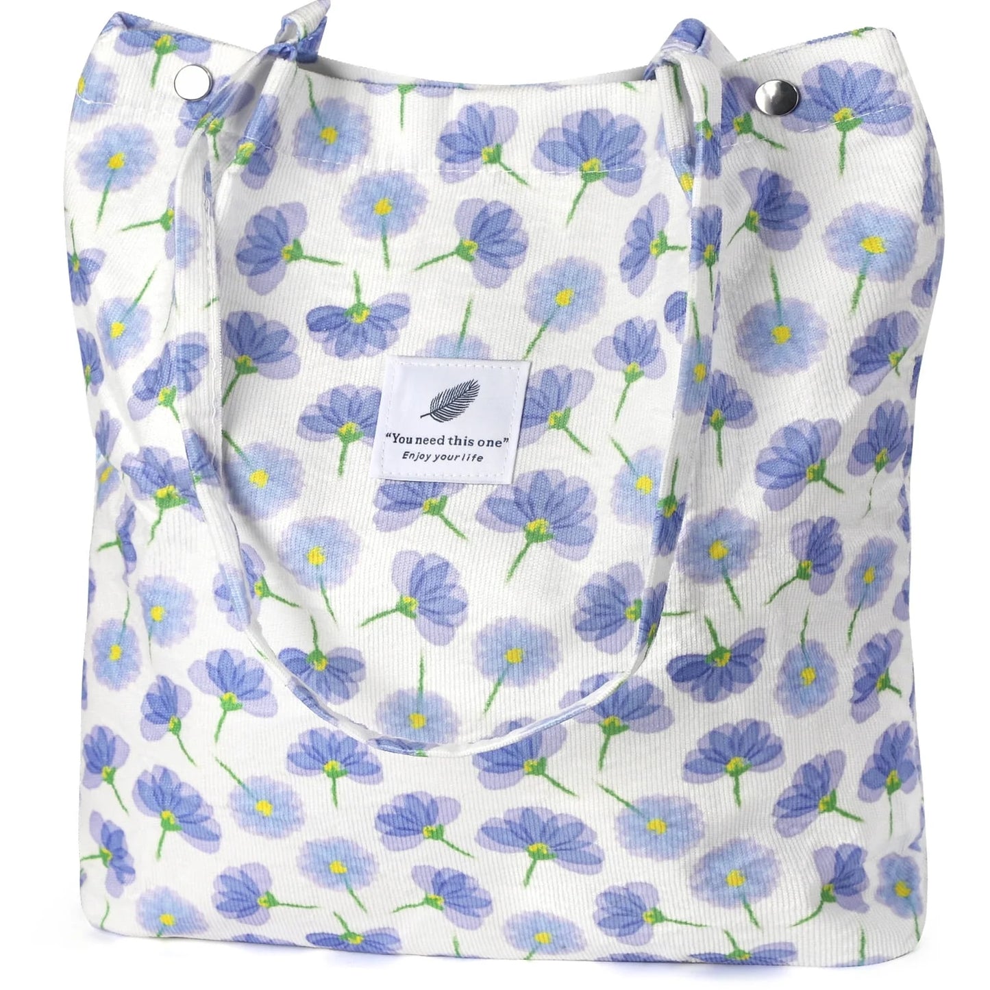 Large Corduroy Tote Bag for Women - Canvas Shoulder Purse with Inner Pocket
