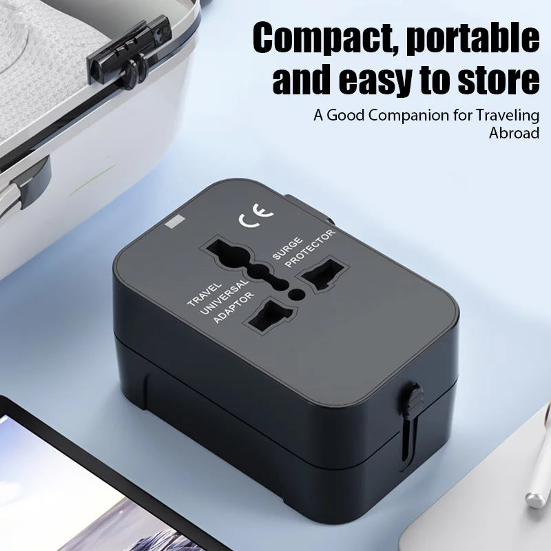 Universal Travel Adapter with Dual USB Ports - EU, UK, US, AU AC Power Charger Outlet Converter Socket Plug