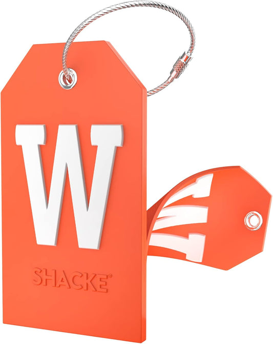 Initial Luggage Tag with Full Privacy Cover and Stainless Steel Loop – (Letter W)