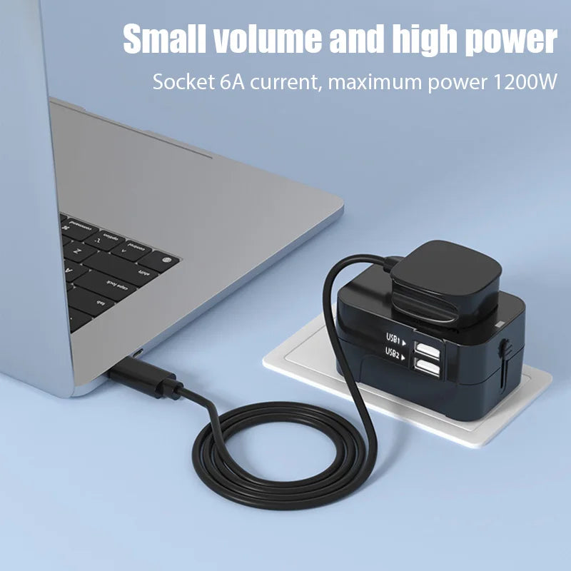Universal Travel Adapter with Dual USB Ports - EU, UK, US, AU AC Power Charger Outlet Converter Socket Plug