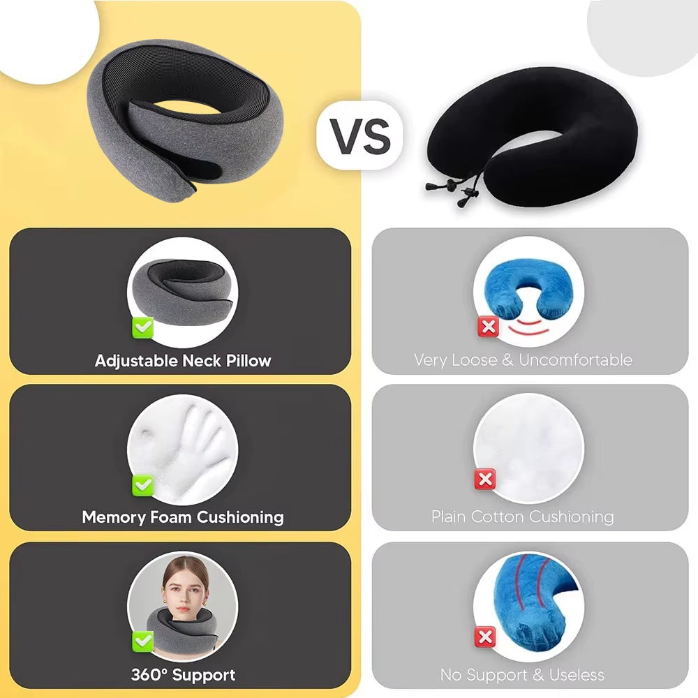 Portable U-Shaped Memory Foam Pillow for Travel and Relaxation Support