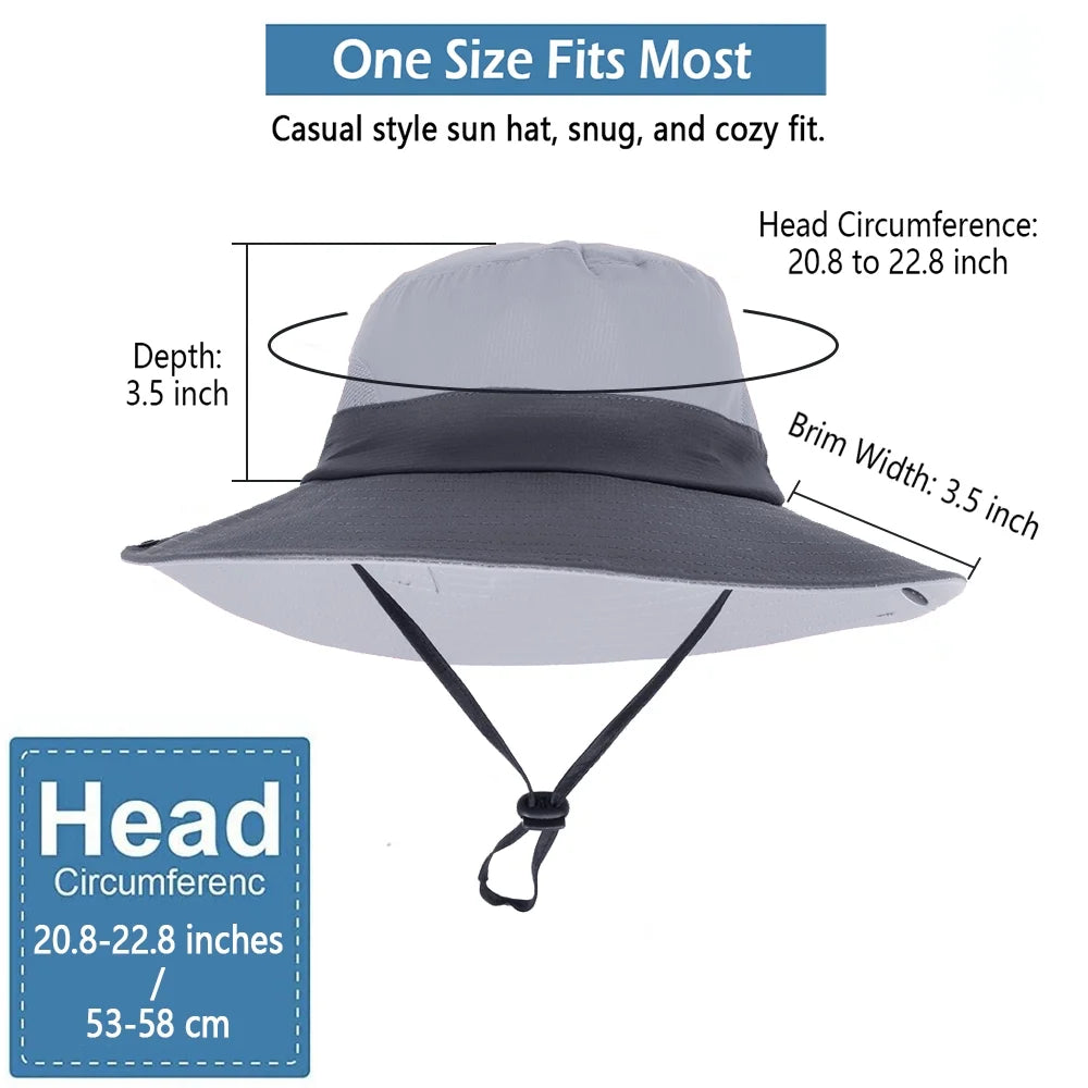 Stylish Gray Women's Summer Bucket Hat with Wide Brim and Ponytail Hole - UV Protection & Foldable Beach Cap
