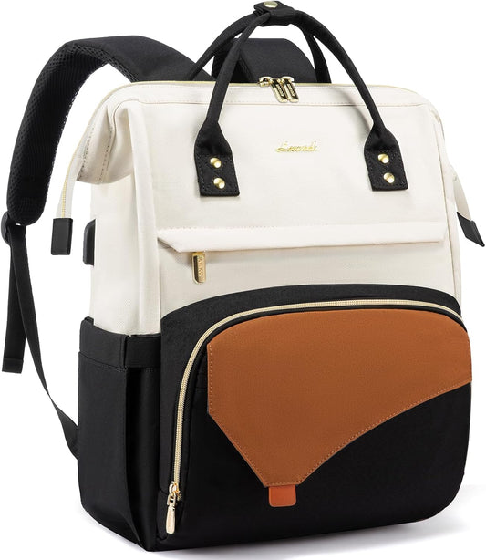 Stylish 15.6-Inch Waterproof Laptop Backpack for Women - Versatile Travel Purse/backpack for retirement travel in Black, Beige, and Brown